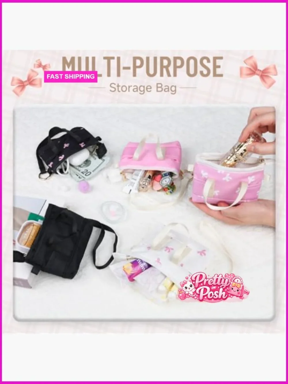 Corduroy Mini Tote Bag Keychain with Wristlet & Buckle